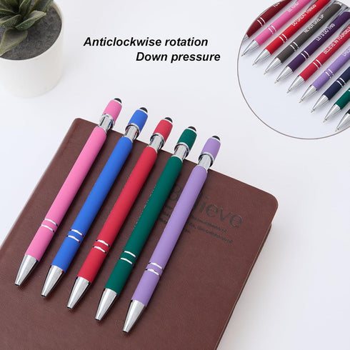Funny Pens, 12 Pcs Sarcastic Ballpoint Pens, Fine Point Smooth Writing Pens with Screens Touch Stylus Tips, Black Ink
