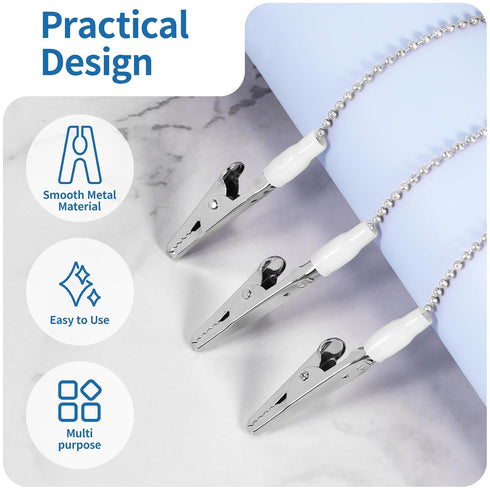 (Pack 3), 18.9" Annhua Dental Bib Ball Chain with Clips on Both Ends of Napkin Holder Adjustable