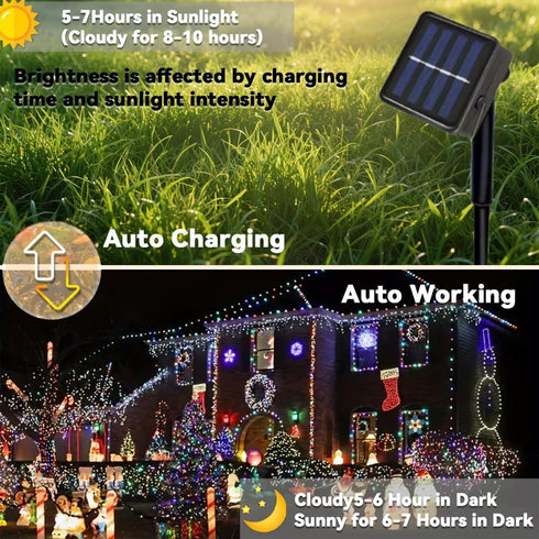 Taoushuleng 2 Pack 200 40Ft 8 Solar Multicolor String Lights Outdoor, Total LED Each with Lighting Modes for Yard