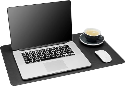 Gallaway Leather Desk Mat - Medium 24" x 14" Black Office Writing Pad, Elegant Computer Desk Cover and Protector
