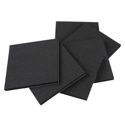MAGZO 6Pcs Adhesive Foam Padding 1/4 in Thick X 4 in X 4 in - Black Neoprene Rubber Self Stick Anti Vibration Pads