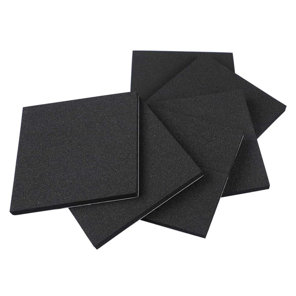 MAGZO 6Pcs Adhesive Foam Padding 1/4 in Thick X 4 in X 4 in - Black Neoprene Rubber Self Stick Anti Vibration Pads