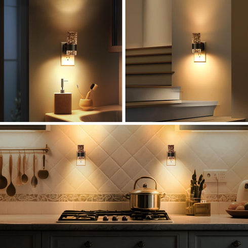 DALUXshop Dimmable 2-Pack 0-100LM, 3000K LED Night Lights Plug into Wall, Bright Plug in Nightlight, Dusk-to-Dawn