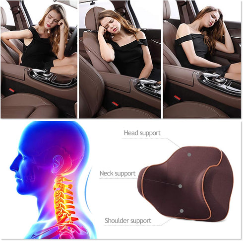Ergocar Car Neck Support Pillow with Premium Quality Memory Foam - Reduce Strain On Back, Shoulders and Neck Support