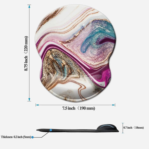 Mouse Pad with Wrist Support - Non Slip Ergonomic Mouse Mat for Office, Computer, Laptop (Beige Purple Marble)