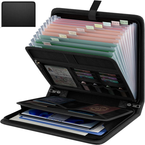 Huolewa Fireproof Accordion File Organizer, Portable Expanding Folder with Waterproof Zipper
