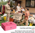 Cash Box with Money Tray, Large Money Box with Key Lock, 9.8 x 7.9 x 3.5 inches, Pink