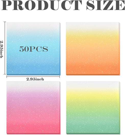 BAYTORY 200 Sheets Glitter Transparent Sticky Notes, 3 x 3 Clear Memo Pads, Translucent Self-Stick Note for Bible