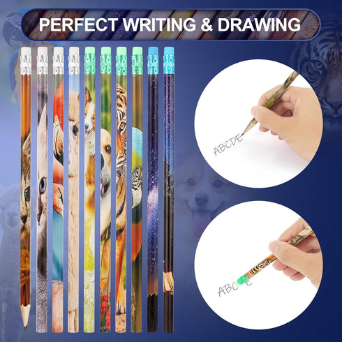 Kolewo4ever 100 Pieces Animal Pencils, Galaxy Sky Pencils for Teachers Classrooms Reward Party Supplies