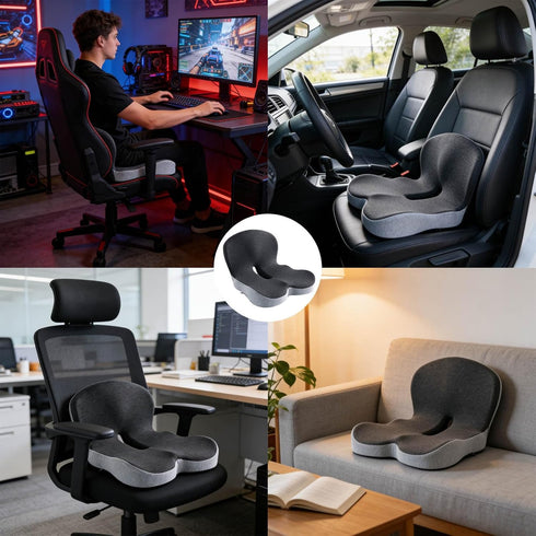 ZHZKGMLBVB Memory Foam Seat Cushion L Shaped Ergonomic Design Orthopedic Cushion for Office Chair and Car Non Slip