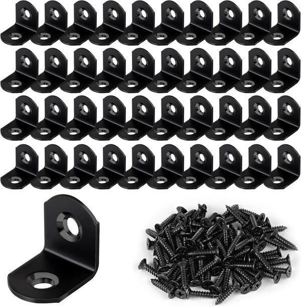 40 Pcs L Bracket Stainless Steel Corner Brace Sets, 90 Degree Right