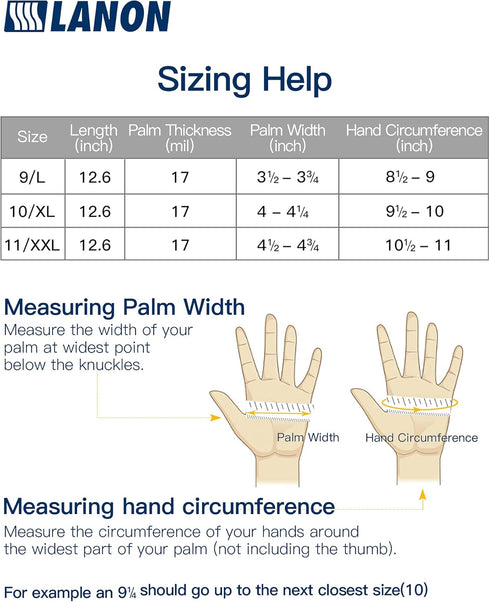 LANON 3 Pairs Nitrile Chemical Resistant Gloves, Reusable Heavy-Duty Rubber Gloves for Acid and Oil Protection