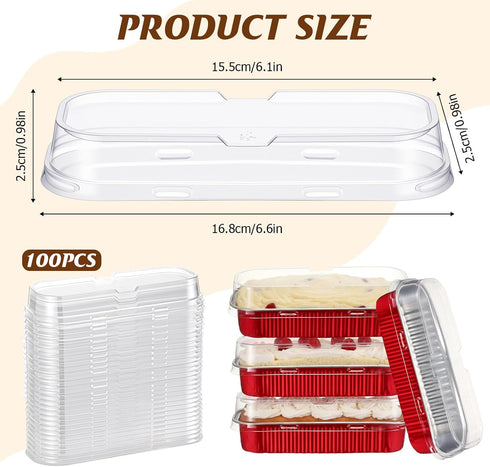 Yiyiring 100 Pack 6.8oz 6.8oz 6.8 Plastic Dessert Cup Lids Dessert Cups Rectangle Lids Plastic Container Cover
