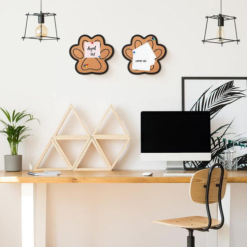 Decorative Cork Bulletin Board for Walls, Dog Paw Shape Memo Bulletin Pin Board for Office Home Kitchen (2 Pieces)