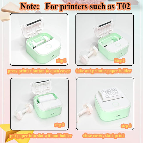9 6 3 M02/T02 Rolls Self-Adhesive Mini Printer Paper - Vibrant Colors & White Compatible with Printers(Remove Inner