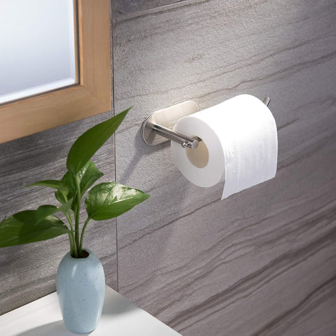 YIGII Adhesive Toilet Paper Holder - MST001 Self Adhesive Roll Holder for Bathroom, Stainless Steel Brushed