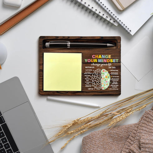 QODMGD Mindset Mindset Inspirational Growth Sticky Note Holder Mental Health Gifts Change Your Post It Note Dispenser