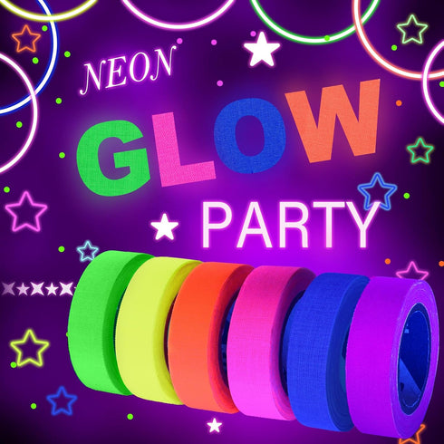 UV Blacklight Reactive Fluorescent Cloth/Neon Gaffer Tape, Super Bright Spike Tape for Glow Party Supplies