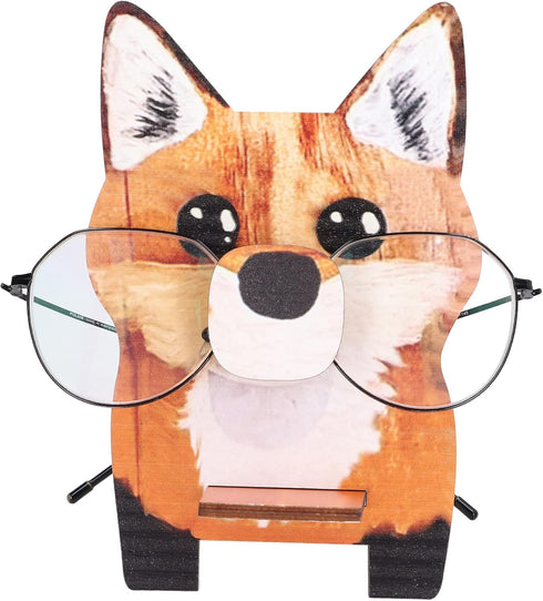 Asixxsix Animal Eyeglass Holder, Cute Wooden Creative Glasses Holder with Animal Shaped