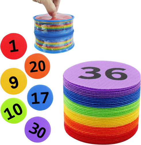 ForTomorrow Carpet Markers with Numbers, 36 Pcs 4" Classroom Sitting Dot for Preschool