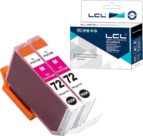 LCL Compatible Ink Cartridge Replacement - PGI-72 PGI-72M Pro-10 Pro-10s (Magenta 2-Pack)