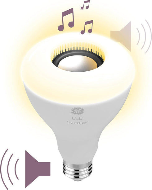 Bulb, BR30 Bulb (1 Pack) GE Lighting LED+ Speaker Indoor Floodlight Soft White, Bluetooth Speaker, No App or Wi-Fi