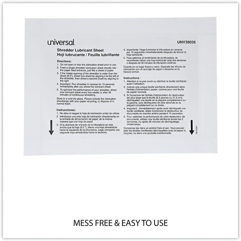 Universal RS-SLS-02 Shredder Lubricant Sheets, 5.5 in. x 2.8 in. (24/Pack)
