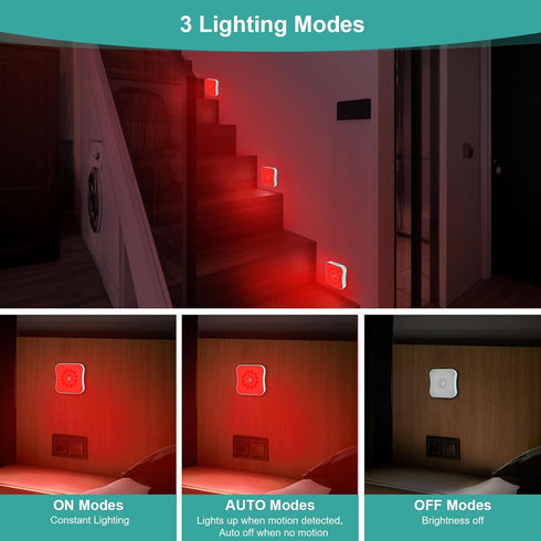 ZOCIFINER 670nm 2 Pack Red Light Motion Sensor Night Lights Rechargeable Battery Red Lights Stick On Magnetic Red Light