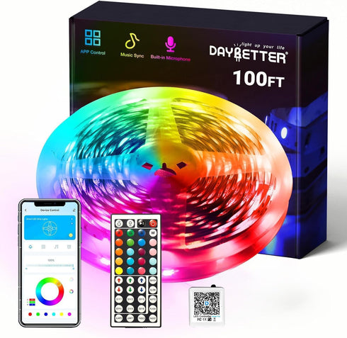 DAYBETTER Smart RGB Led Strip Lights, 100ft Led Lights for Bedroom with
