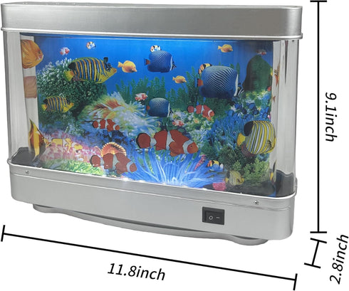 Tokenkuko Fake Motion Fish Tank Mini Aquarium, Artificial Tropical Decorative Lamp Night Light with Moving Fish, Gift