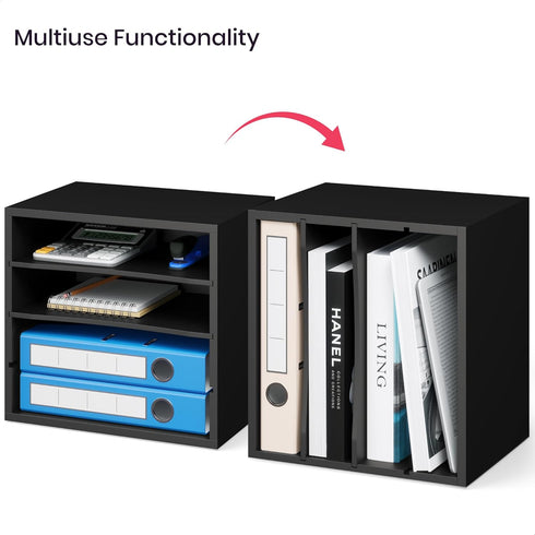 Ballucci 4-Tier Paper Organizer for Desk, Stackable Paper Storage Shelves, Letter Tray Sorter for Office, Black