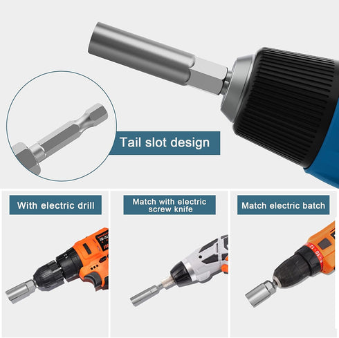 3 Pack 1/4" Hex Shank Nut Driver Power Wing Nut Drill Bit Socket Tool Drive Kit