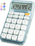 Mechanical Switch Calculator, 12 Digits, Large LCD Display, Green Gradient Desktop Big Buttons for Office School