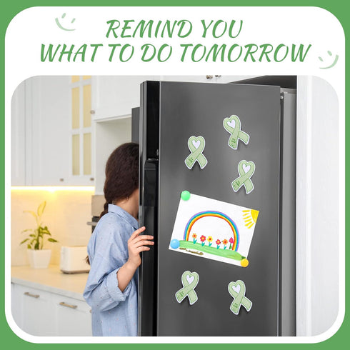 Teling 12 Pcs Mental Health Awareness Sticky Notes, Green Ribbon Funny Notepads, Self Stick Note Pads for Office School