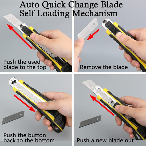 DOWELL Utility Knife Box Cutter - Retractable Heavy Duty Snap Off with Extra Blades (3PCS)