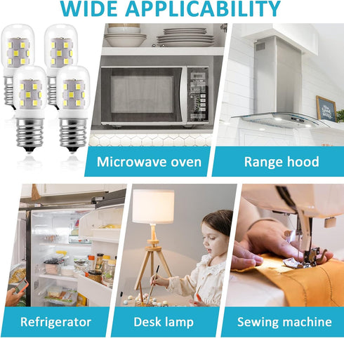 E17 LED Bulb Microwave Oven Light 8206232A 3W Super Power Saving Appliance Bulb 6000K Daylight White Pack of 4