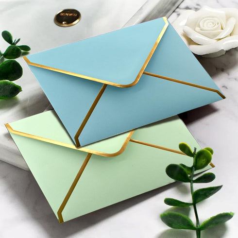 VANRA 150 PCS Colorful Invitation Envelopes Self Seal A6 V Flap with Gold Border for 4 x 6 Greeting Cards, Wedding