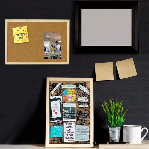 OWLKELA 14.6"X 11" Cork Board | Notice Pin Board, Memo Board, Bulletin Board with Wooden Frame and Push Pins