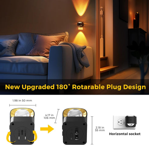 2 Pack L LOHAS LED Night Light Projector, Color Changing Night Light Plug into Wall, Dusk to Dawn Sensor, Rotating