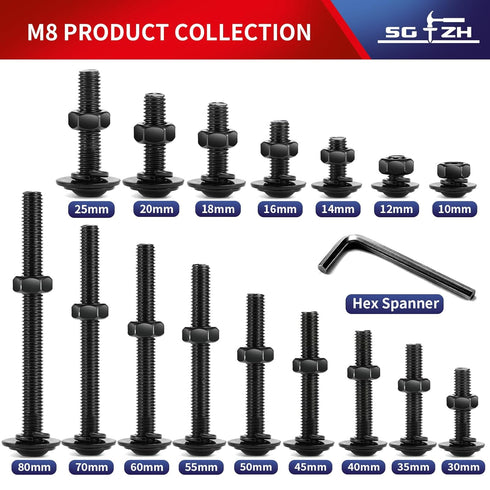 M8 x 40mm Flanged Button Head Socket Cap Screws - 10Pcs Stainless Steel Fully Threaded with Hex Spanner