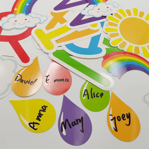 Motivational Rainbow Bulletin Board Cutouts - Inspirational Classroom Decoration for School Chalkboards and Walls