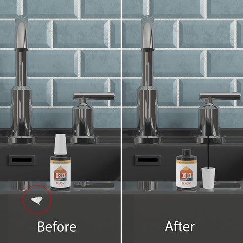 Porcelain + Appliance Touch Up Paint, Black, 20ml High Gloss with Brush for Bathroom Fixtures