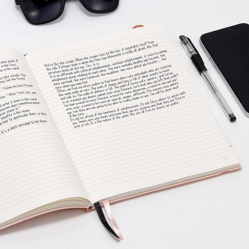 B5 College Ruled Notebooks, 2 Pack, 376 Numbered Pages, 100gsm Thick Lined Paper, Soft PU Leather Cover, 7.6 x 10 inch,