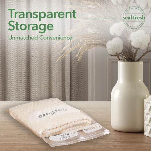 5 18" 24" (15 Count) Seal Fresh Gallon Large Plastic Storage Bags x Reusuable XXL Extra Large Heavy Duty Clear Jumbo