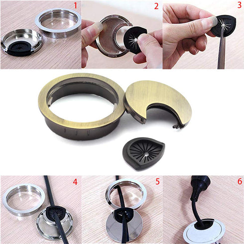1pc 2 Inch Metal Desk Grommets, Wire Cord Hole Cover for Office PC, Zinc Alloy Organizer (Bronze)