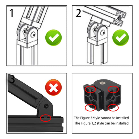 2 Sets 4040 Series Aluminum Extrusion Profile, Zinc Alloy Black Flexible Pivot Joint Connector for 3D Printer