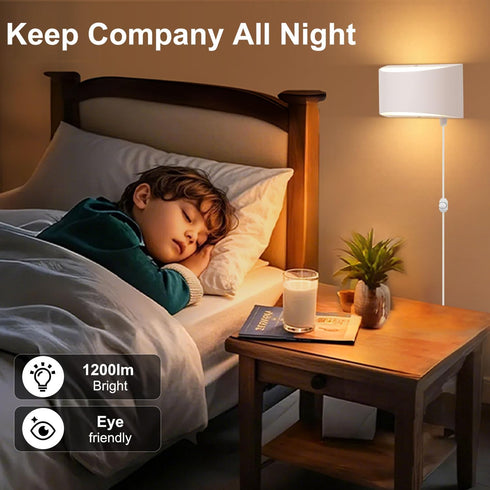 12W Dimmable Lightess Plug in Wall Sconces Modern LED Wall Light Indoor Up Down Wall Lamp for Bedroom Living Room