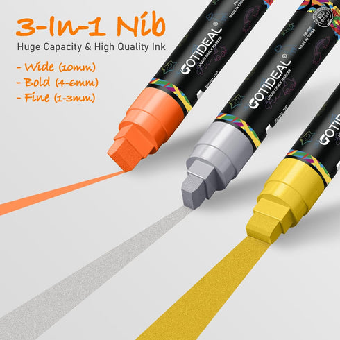 Mirrow,10mm Tip12 GOTIDEAL Window Markers, Jumbo Chalk Markers for Blackboard, Washable Car Marker for Chalkboard,Glass