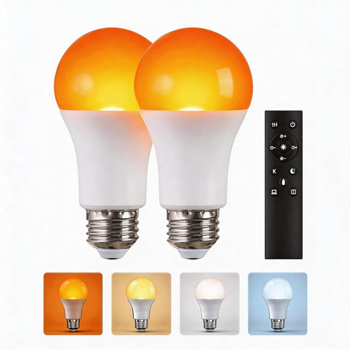 MXhme Amber Sleep Light Bulbs with Remote Control, 800LM 9W (60W Equivalent),Circadian Rhythm