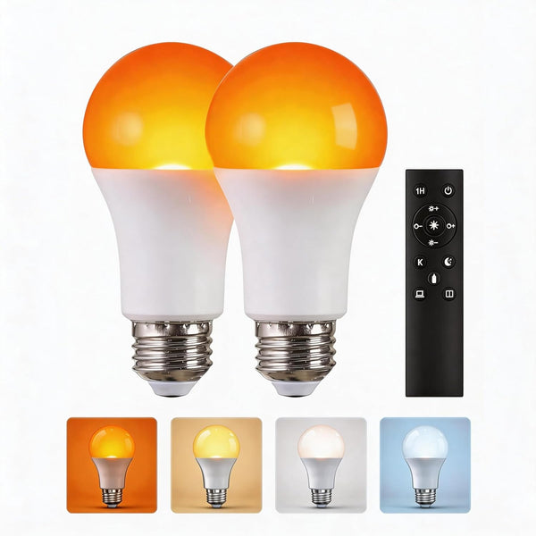 MXhme Amber Sleep Light Bulbs with Remote Control, 800LM 9W (60W Equivalent),Circadian Rhythm